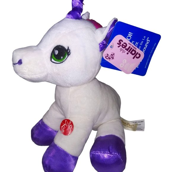 Claires Club Unicorn Play and Sound Stuffed Animal Glimmer Purple Feet Musical P - Picture 1 of 12